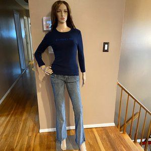 Vintage 2000's Hydraulic Low Rise Distressed Flare Jeans Size 5/6 W/Bebe Top!